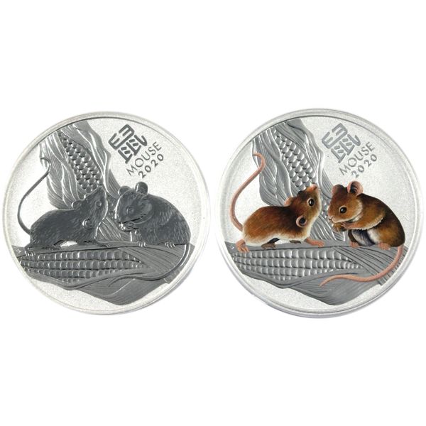 2020 Australia Year of the Mouse 1oz .9999 Fine Silver Coins. 2pcs. (Tax Exempt)