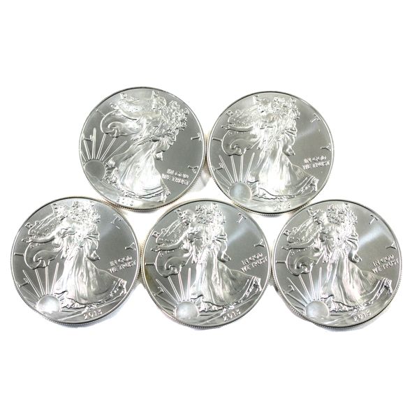 1oz USA 2013 $1 Silver Eagle .999 Silver Coins. 5pcs. (Tax Exempt)