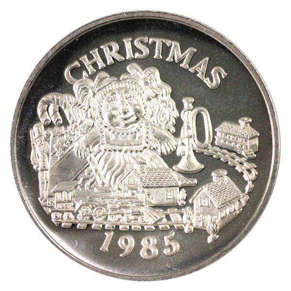 1oz .999 1985 Limited Edition Dahlonega Mint Fine Silver Christmas Round
