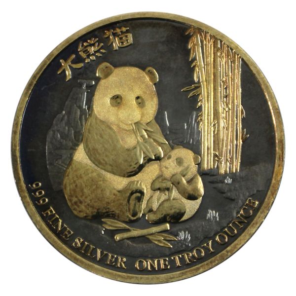 2017 Niue Ruthenium & Gold Plated Panda 1oz .999 Fine Silver Coin (Tax Exempt)