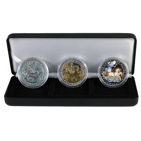 2009 Great Britain 2 Pounds 1oz Fine Silver Britannias. 3pcs. (Tax Exempt)