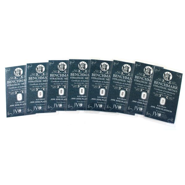 1/4 Grain 0.999 Fine Platinum Sealed in COA Card. 8pcs. (Tax Exempt)