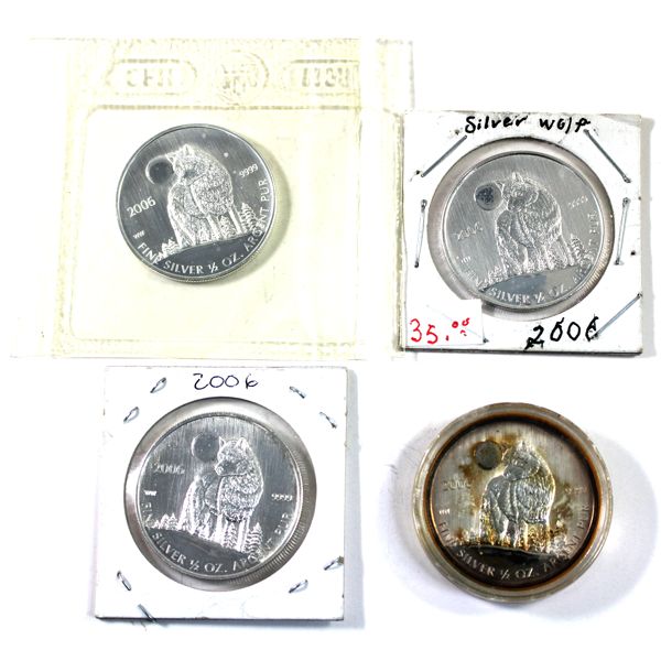 2006 $1 Wolf 1/2oz .9999 Fine Silver. 3pcs. (Tax Exempt)