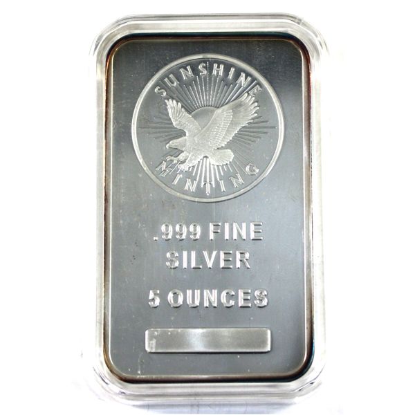5oz .999 Sunshine Mint Fine Silver Bar (Tax Exempt) 