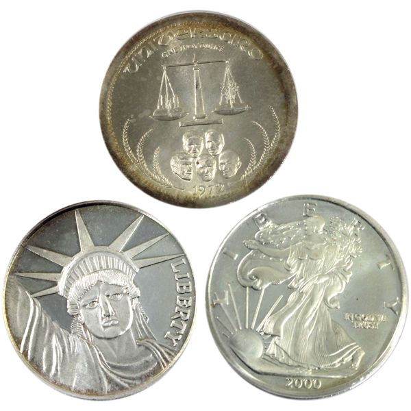 USA 1oz .999 Fine Silver Rounds. 3pcs. (Tax Exempt)