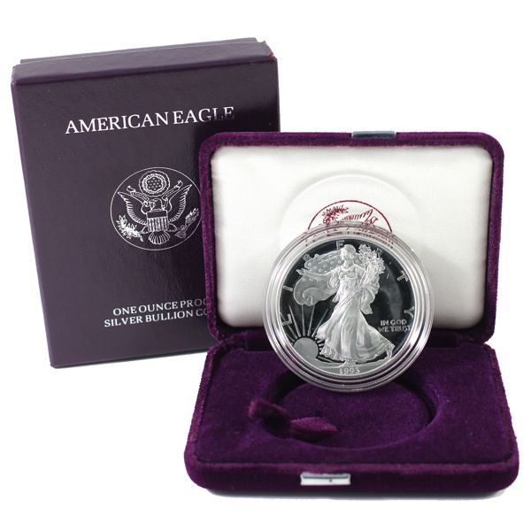 1993 USA $1 1oz Proof American Eagle Fine Silver Coin w/ Box & COA (Tax Exempt)