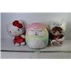 Image 1 : (3) Stuffed Toys - Hello Kitty - WYF Polar Bear - Squish Mallow Bunny