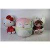 Image 5 : (3) Stuffed Toys - Hello Kitty - WYF Polar Bear - Squish Mallow Bunny