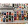 Image 2 : Huge Lot of Cross Stitch supplies. DMC floss & cases, Demask & new material, patterns, towels, etc