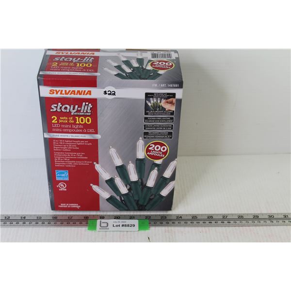 Sylvania Stay-Lit (2) Sets of 100 White Lights (NIB)