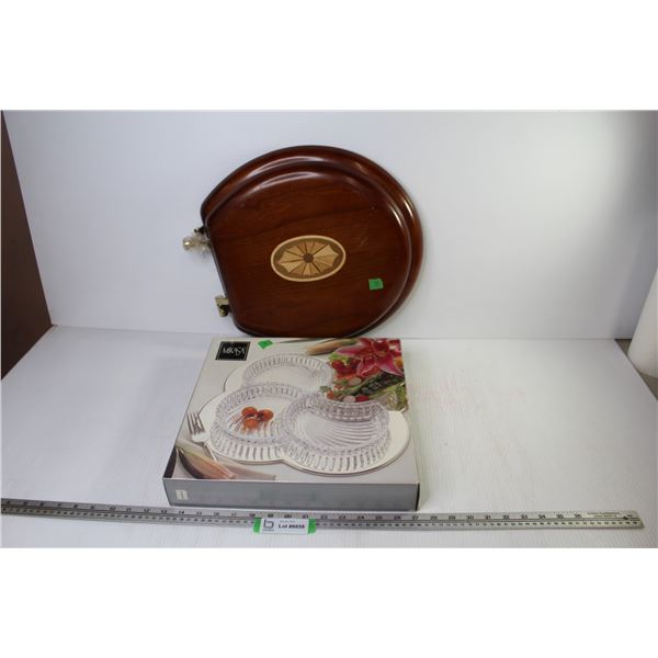 Mikasa Glass Sectional Dish in Box - Wooden In Laid Toilet Seat