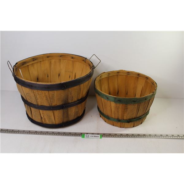 (2) Vintage Wooden Baskets