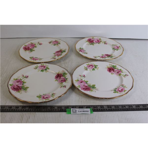 (4) American Beauty Royal Albert Plates (10.5 )