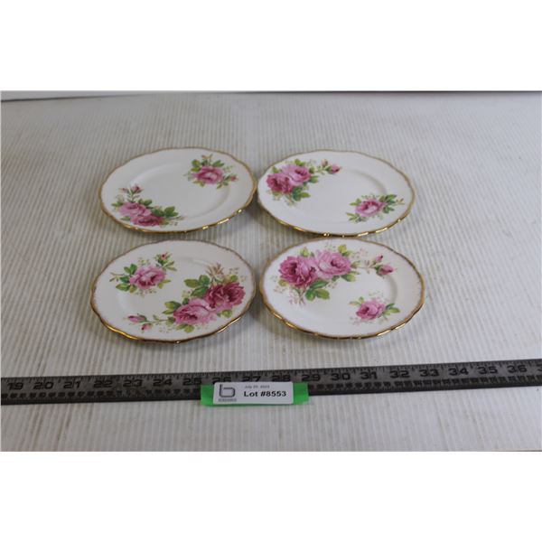 (4) American Beauty Royal Albert Plates (6.5", 7")