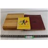 Image 1 : Wooden Chopping Block, (2) Schoolbooks