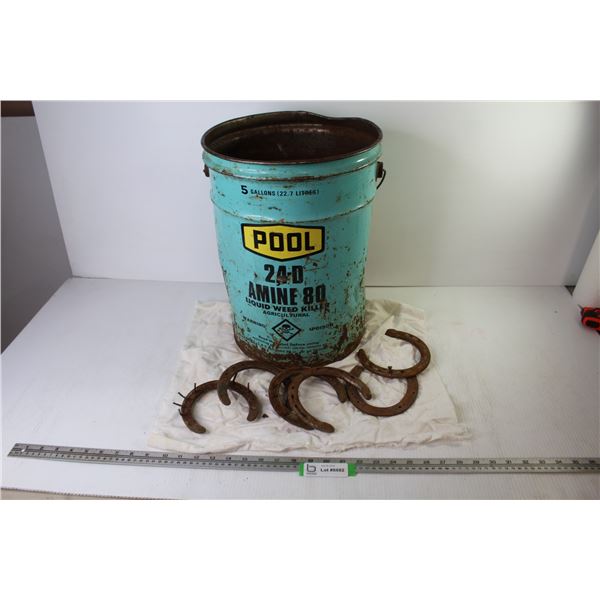 *(30+) Small Horse Shoes - 5 Gallon Pool Weed Killer Pail