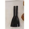 Image 2 : (7) Piece Wooden Salad Set, Plastic Tongs