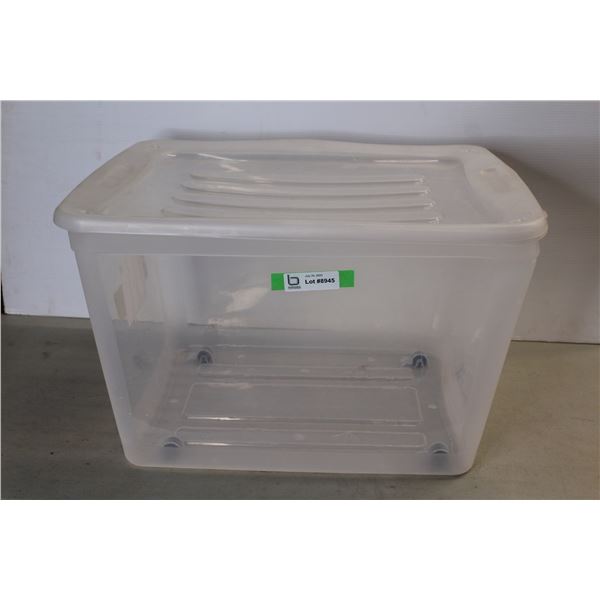 *Clear Storage Tote w/Wheels