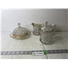 Image 1 : Crystal Dish Set - Creamer, Sugar, Candy Dish