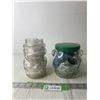 Image 1 : (2) Glass Bear Head Jars with Lace