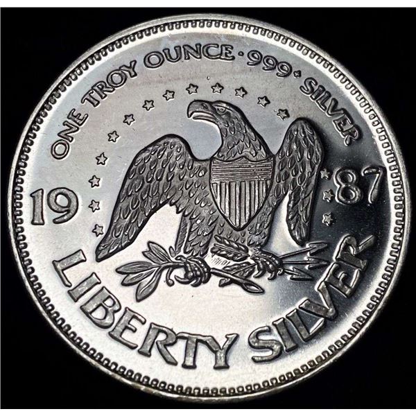 1987 A-Mark "Life Liberty Happiness" Proof 1 ozt .999 Silver