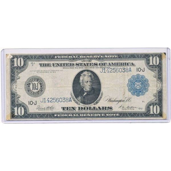 1913 United States $10 Federal Reserve Large Note