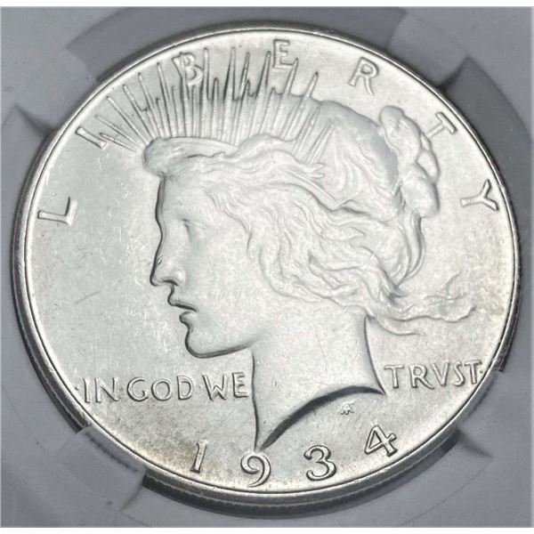 1934-D Peace Silver Dollar MS63+