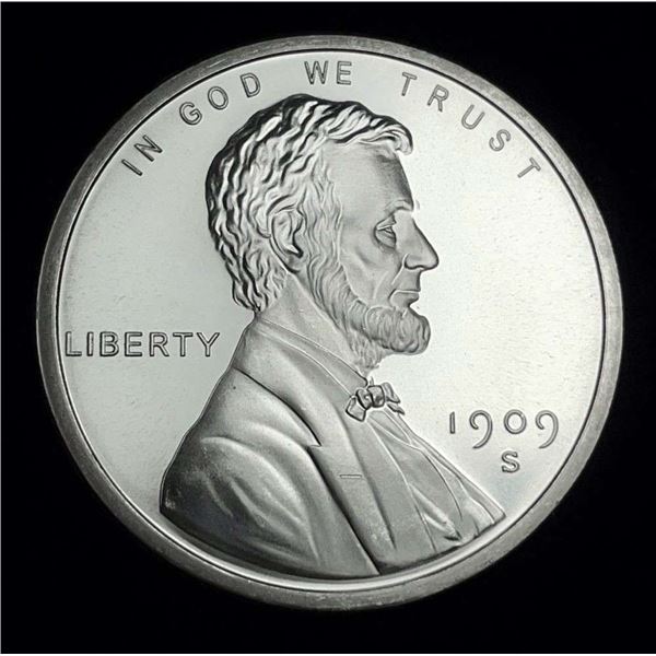 1909-S Lincoln VDB Wheat Cent Design Proof 1 ozt .999 Silver