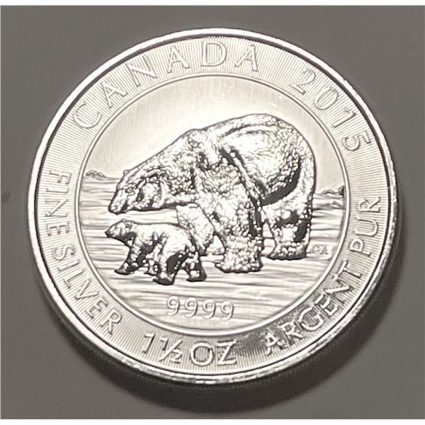 2015 Canada $8 Polar Bear 1.5 ozt .9999 Silver