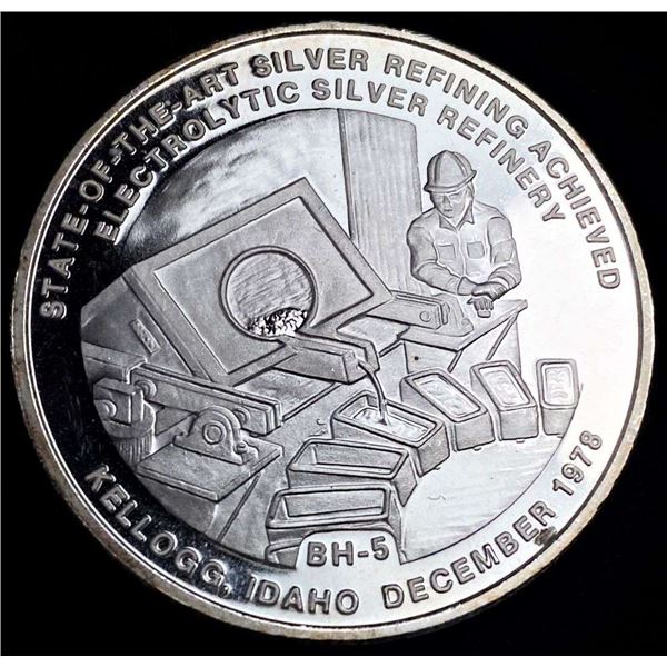 1982 Bunker Hill Co. "Electrolytic Silver Refinery" Kellogg Idaho Proof 1 ozt .9995 Silver