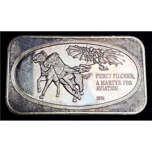 1974 Percy Pilcher A Martyr For Aviation 1 ozt .999 Silver Bar