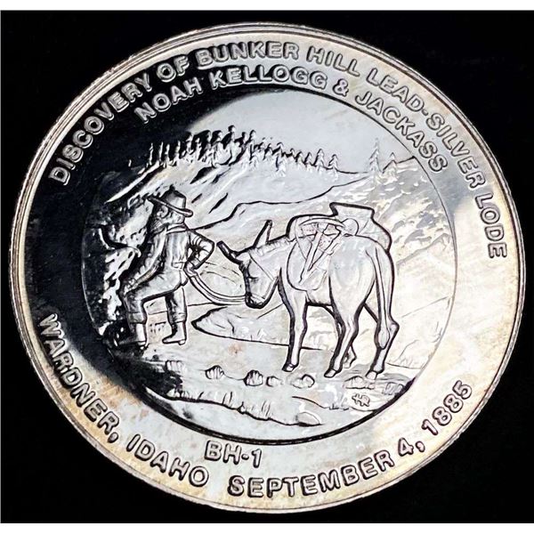 1981 Bunker Hill Co. "Noah Kellogg & Jackass" Kellogg Idaho Proof 1 ozt .9995 Silver