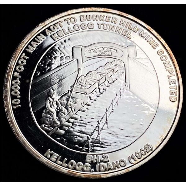 1981 Bunker Hill Co. "Kellogg Tunnel" Kellogg Idaho Proof 1 ozt .9995 Silver