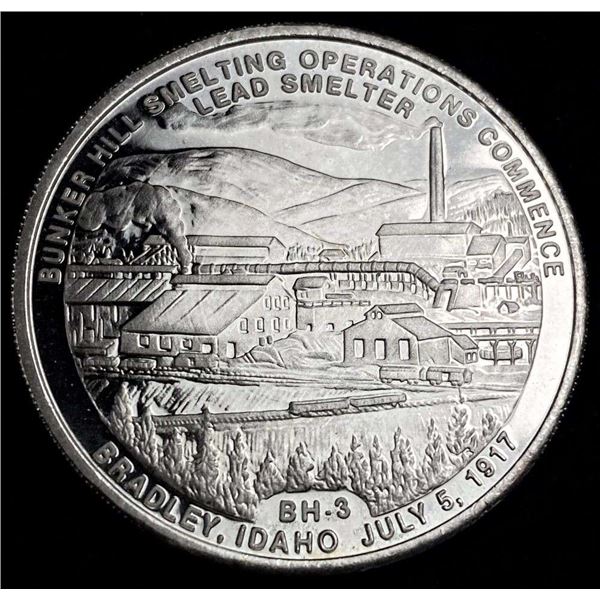 1982 Bunker Hill Co. "Lead Smelter" Kellogg Idaho Proof 1 ozt .9995 Silver