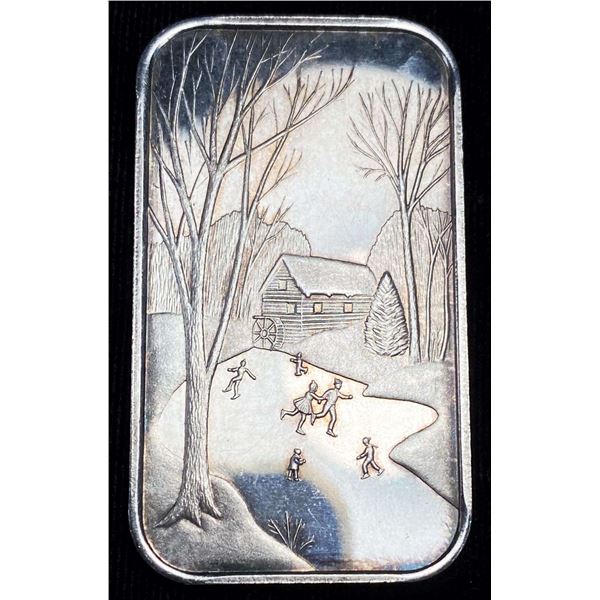 Ice Skating 1 ozt .999 Silver Bar