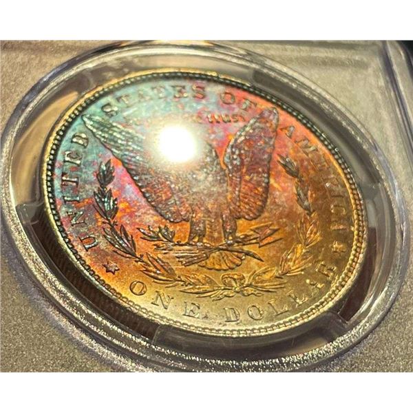 Rainbow Toned Reverse 1896 Morgan Silver Dollar PCGS MS64