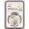 Image 3 : 1922 Peace Silver Dollar NGC MS64