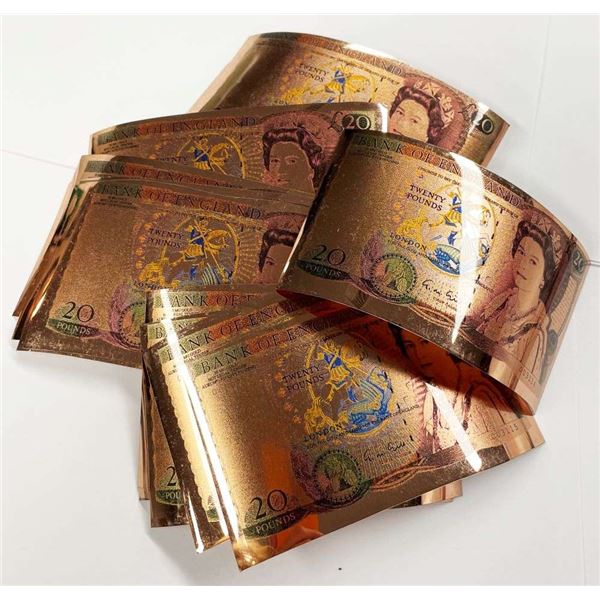 (15) Bank of England 50mg Gold Not Legal Tender 20 Pounds (750mg Gold Total)