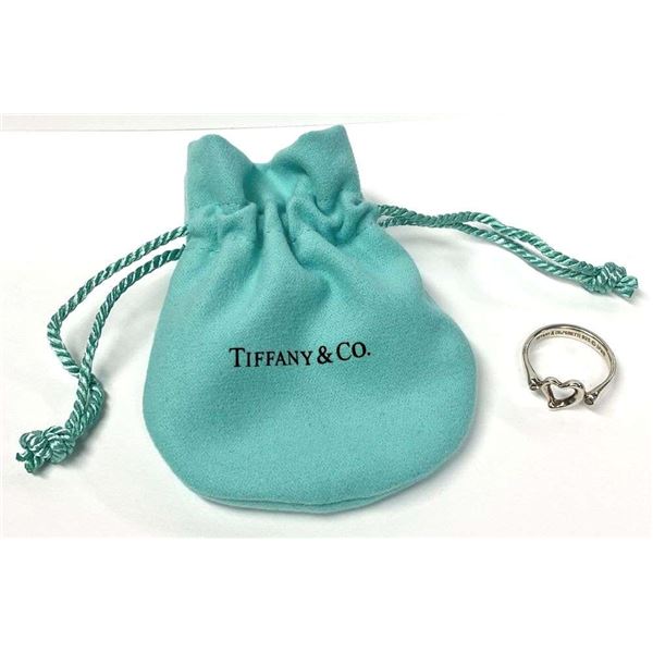 Tiffany & Co. Elsa Peretti Open Heart Diamond Ring .925 Sterling Silver