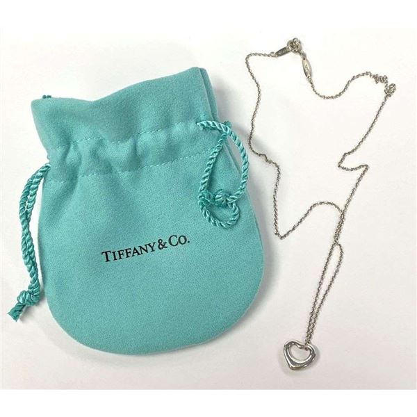 Tiffany & Co. Elsa Peretti Mini Open Heart Pendant Necklace .925 Sterling Silver