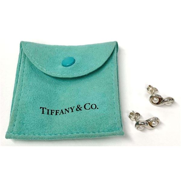Tiffany & Co. Infinity Pearl Earrings .925 Sterling Silver