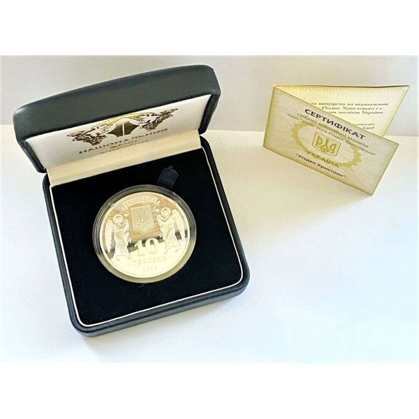 1999 Ukraine "'Christmas" 10 Hryven Proof .925 Silver
