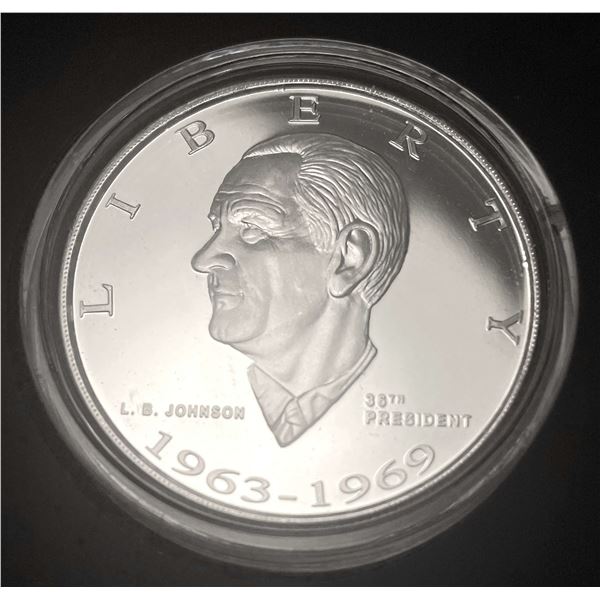 Danbury Lyndon B. Johnson Proof 1 ozt .999 Silver
