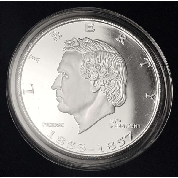 Danbury Franklin Pierce Proof 1 ozt .999 Silver
