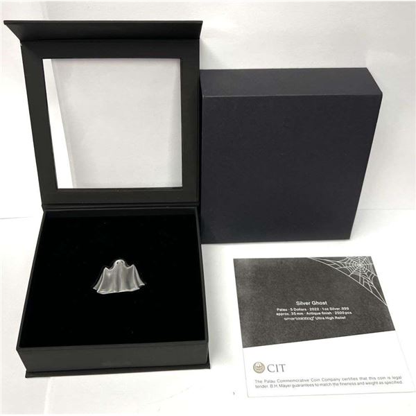 2022 "Silver Ghost" $5 Palau 1 ozt .999 Silver Ultra High Relief