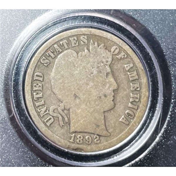 1892-S Barber Silver Dime Good