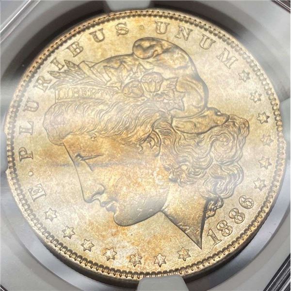 Monster Color 1886 Morgan Silver Dollar NGC MS63