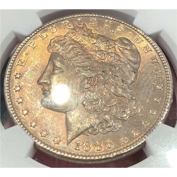 Monster Color 1886 Morgan Silver Dollar NGC MS63