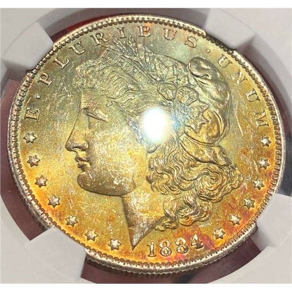 Monster Color 1884-O Morgan Silver Dollar NGC MS63