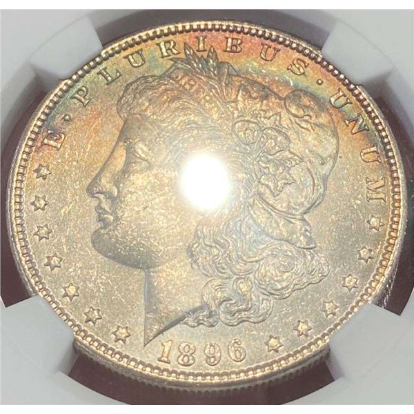 Monster Color 1896 Morgan Silver Dollar NGC MS63
